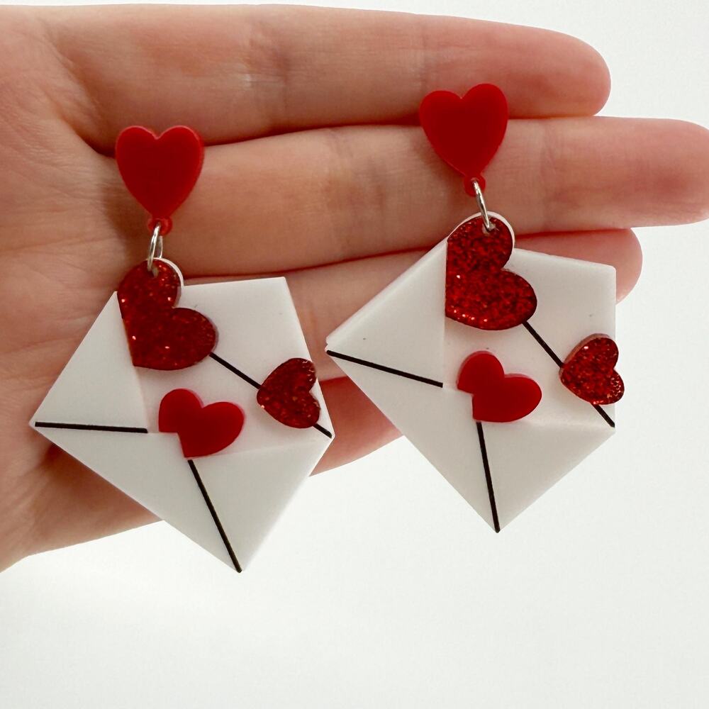 Love Letter Dangle Earrings, Valentine's Gift